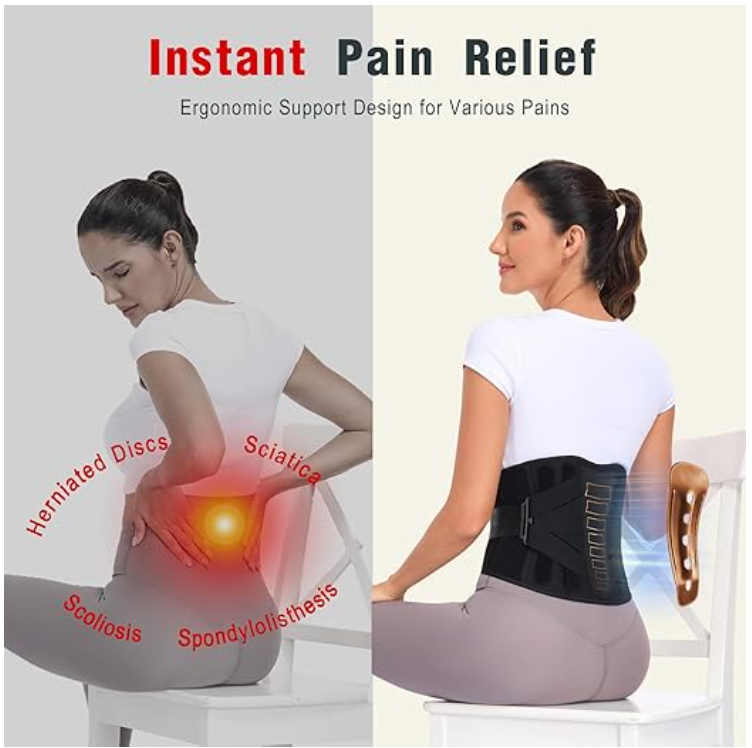 Enthra Copper Back Brace - Relief from Lower Back Pain, Unique SVA System for Proper Posture, Enhanced Ergonomic Pad with 10X Compression Support, Breathable and Comfortable Fit for Men and Women