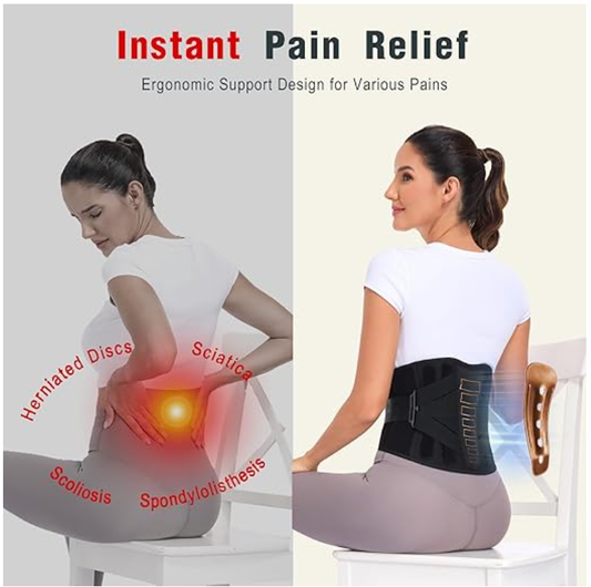 Enthra Copper Back Brace - Relief from Lower Back Pain, Unique SVA System for Proper Posture, Enhanced Ergonomic Pad with 10X Compression Support, Breathable and Comfortable Fit for Men and Women