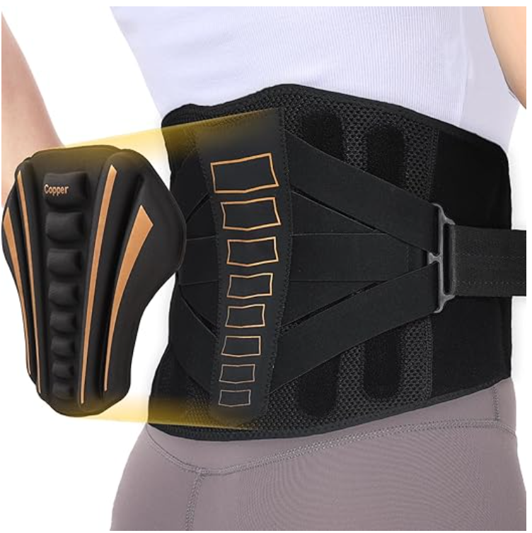 Enthra Copper Back Brace - Relief from Lower Back Pain, Unique SVA System for Proper Posture, Enhanced Ergonomic Pad with 10X Compression Support, Breathable and Comfortable Fit for Men and Women