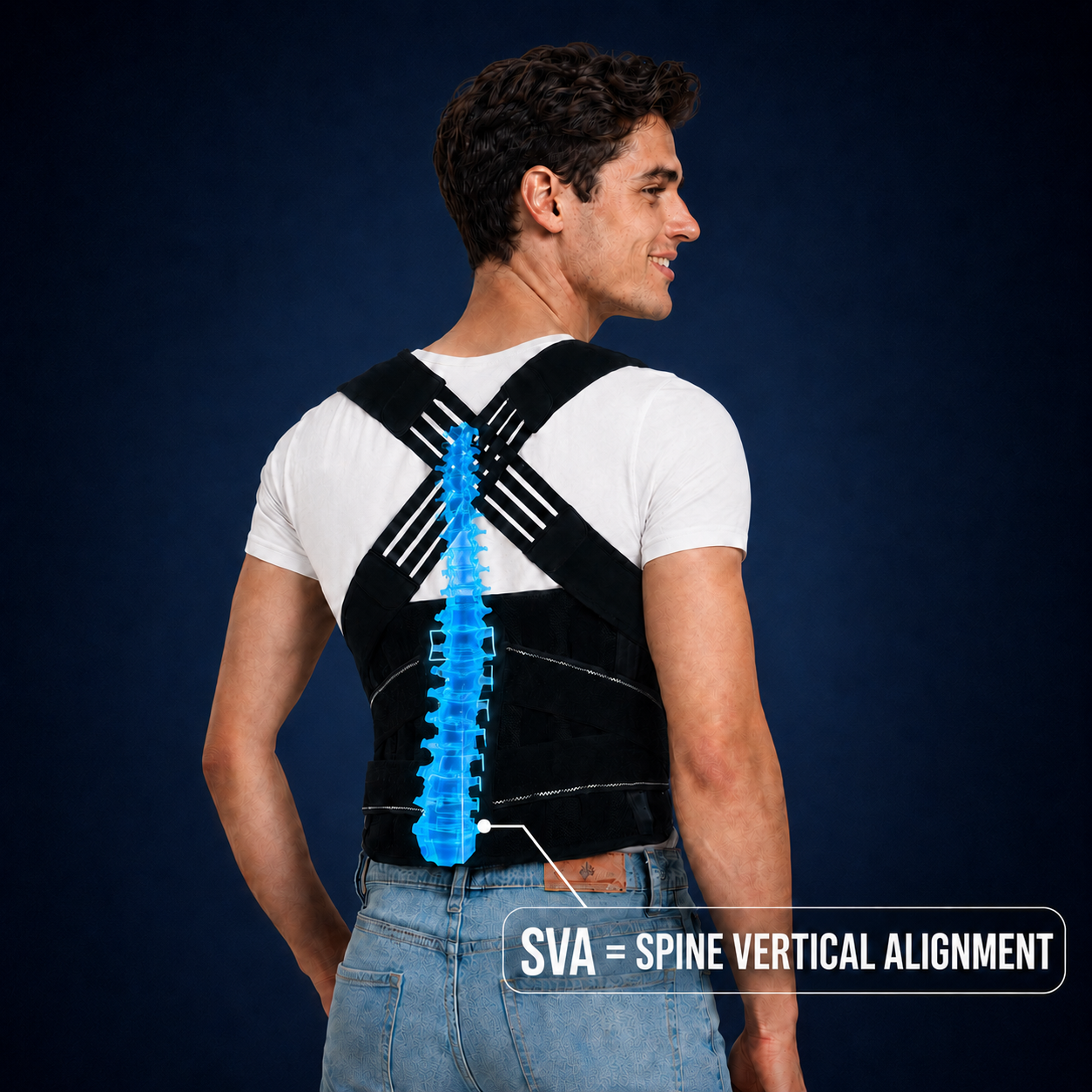 Enthra BB02 Posture Corrector with SVA (Spine Vertical Alignment) System - Visual alignment guide built into the back panel for spinal alignment monitoring